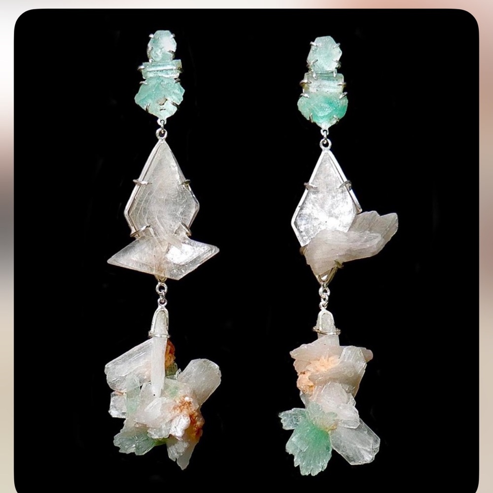 Emerald and  Crystal Drop Earrings